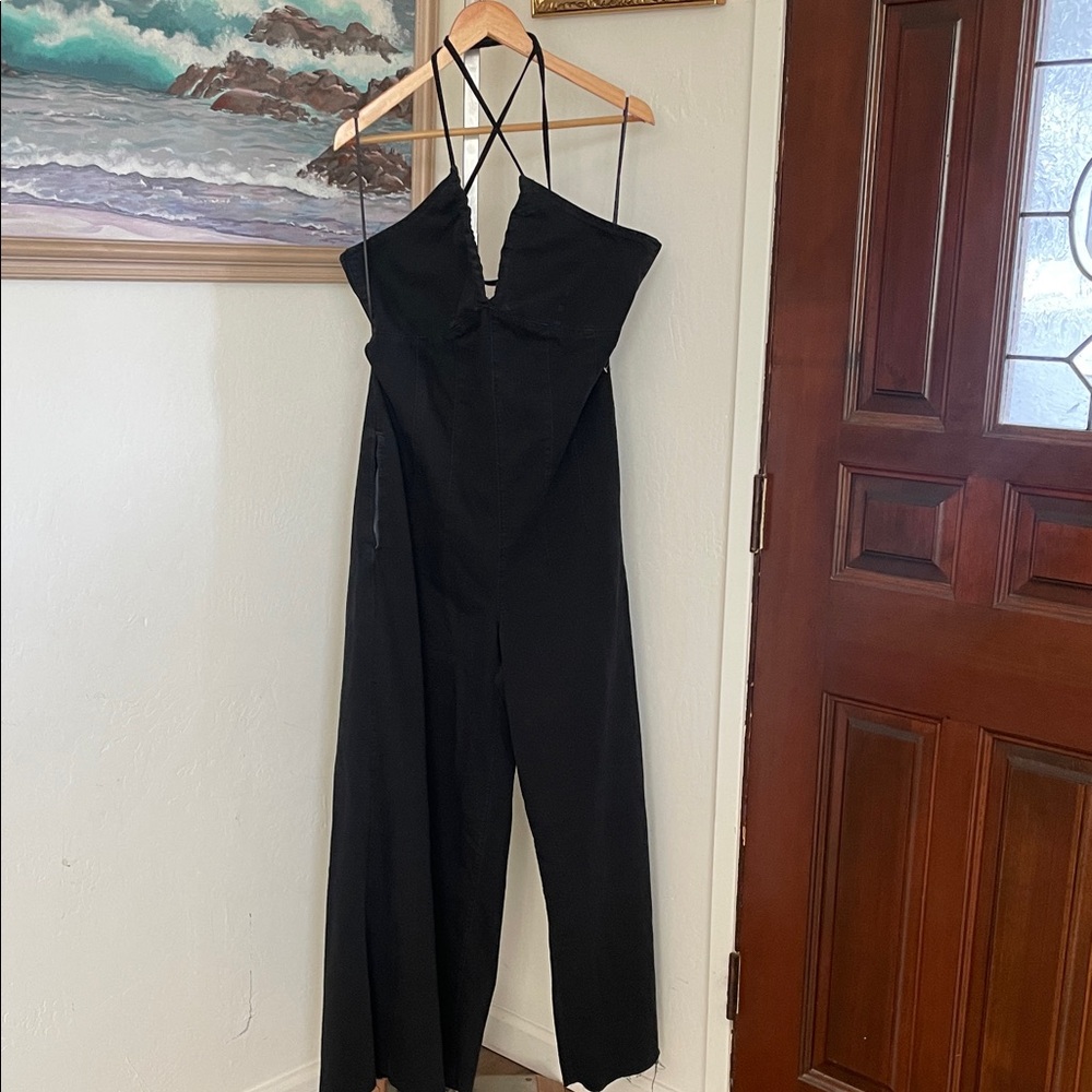 Free People Black Women's Denim Jumpsuit